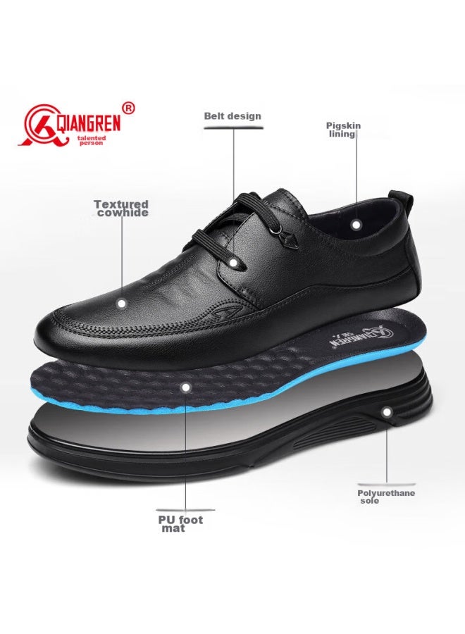 Strongman Qiangren Breathable Simple Business Leather Shoes, Soft Upper And Sole, Commuter Work Shoes For Men, Jda23512009, Black, Size 39 - Image 2