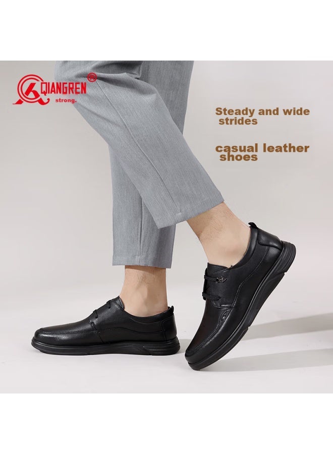 Strongman Qiangren Breathable Simple Business Leather Shoes, Soft Upper And Sole, Commuter Work Shoes For Men, Jda23512009, Black, Size 39 - Image 3