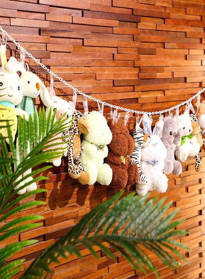 Blulu Stuffed Animal Storage Chain with 20 Clips 78.74'' Toy Chain Hanging Organizer Hammock with Hooks Plush Toy Corner Organizer for Nursery Bedroom Playroom Wall Decor(White Clip) - Image 4