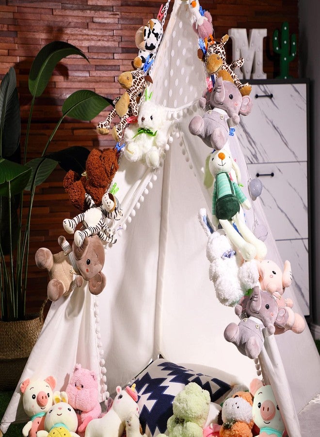 Blulu Stuffed Animal Storage Chain with 20 Clips 78.74'' Toy Chain Hanging Organizer Hammock with Hooks Plush Toy Corner Organizer for Nursery Bedroom Playroom Wall Decor(White Clip) - Image 5