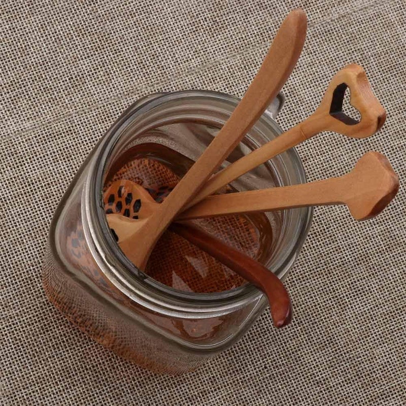 Kopida Honey Dipper 4Pcs Honeycomb Heart Pattern Honey Dippers Wooden Long Handle Honey Dipper Stirrer Server Mixing Stick Spoon Home Kitchen Supplies - Image 4
