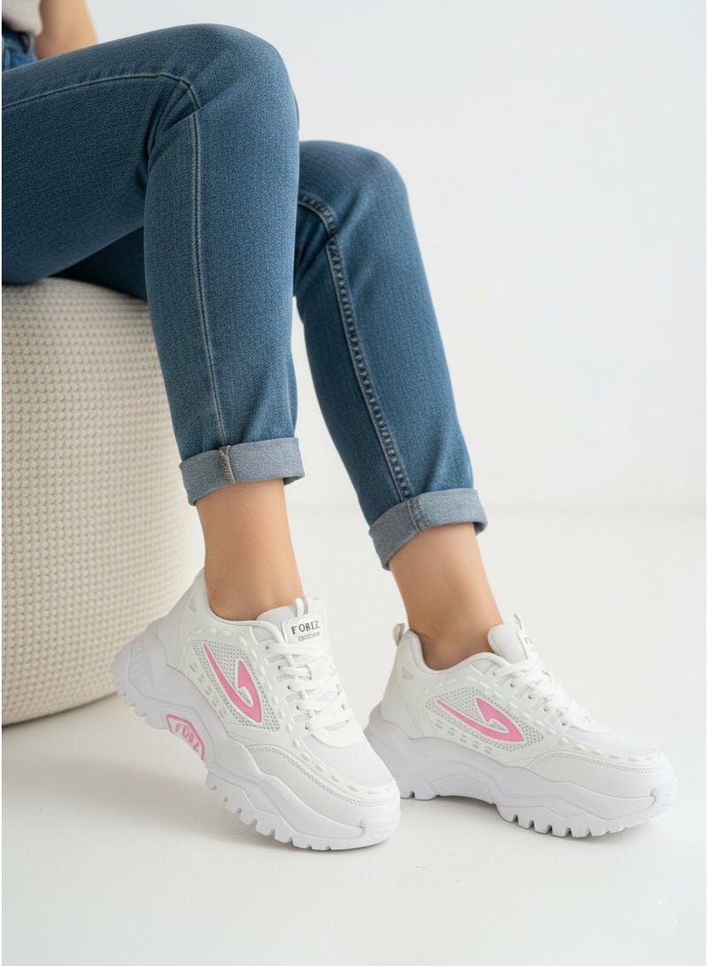 فيبراندا كوتشي أبيض عصري ومميز L-1040-ابيض&بينك - Image 1