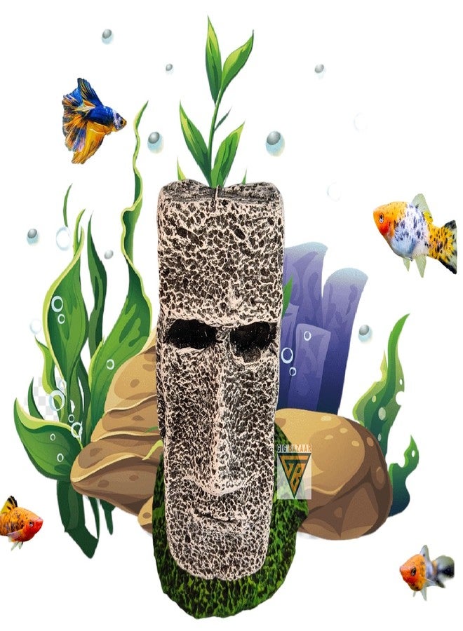 GIG BAZAAR-Handcrafted Artificial Easter Island Statue for Aquarium Decoration - Realistic Polyresin Moai Sculpture - Image 2