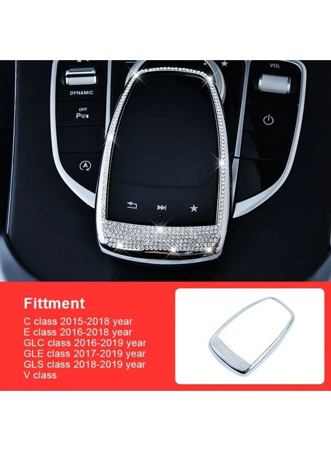 غطاء تحكم الوسائط المرصع بحجر الراين الأبيض اللامع لمرسيدس E300L C200L C180L فئة E GLC W205 W213 - Image 1