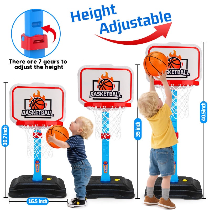 Tsomtto Toddler Basketball Hoop for Kids 1-3, Mini Adjustable Basketball Hoops Indoor with Balls Outdoor Pool Basketball Goal Sports Play Toys for 1 2 3 year old Baby Boys Girls First Birthday Gifts Age 1-2-3 - Image 2