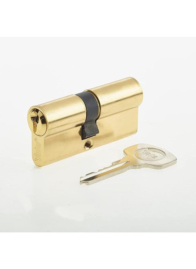 Yale - Series 500 Double Euro Profile Cylinder Lock With Key Brass Polished Finish Gold 70 Mm Size Ch1476 - Image 1