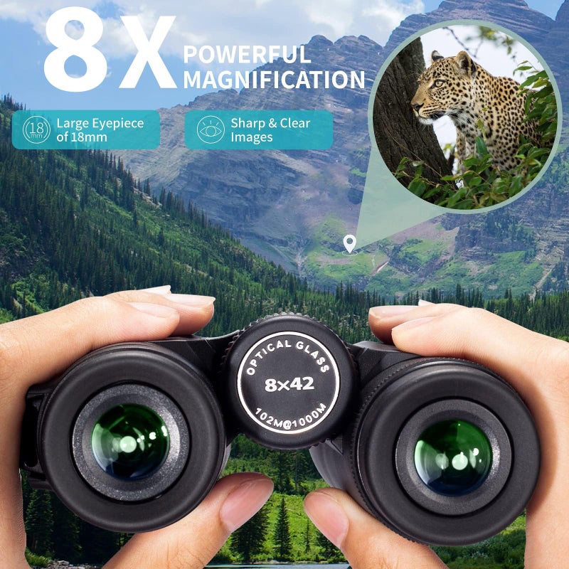 Gosky 8x42 Roof Prism Binoculars for Adults, HD Professional Binoculars for Bird Watching Travel Stargazing Hunting Concerts Sports-BAK4 Prism FMC Lens-with Phone Mount Tripod Strap Carrying Bag - Image 3