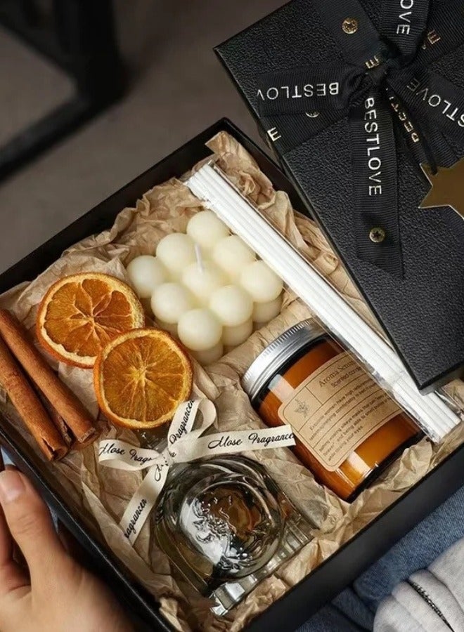 بريز آند ريبليز مجموعة هدايا شموع معطرة على شكل مكعب عديم اللهب من النباتات المجففة، موزع روائح عطرية - Image 5