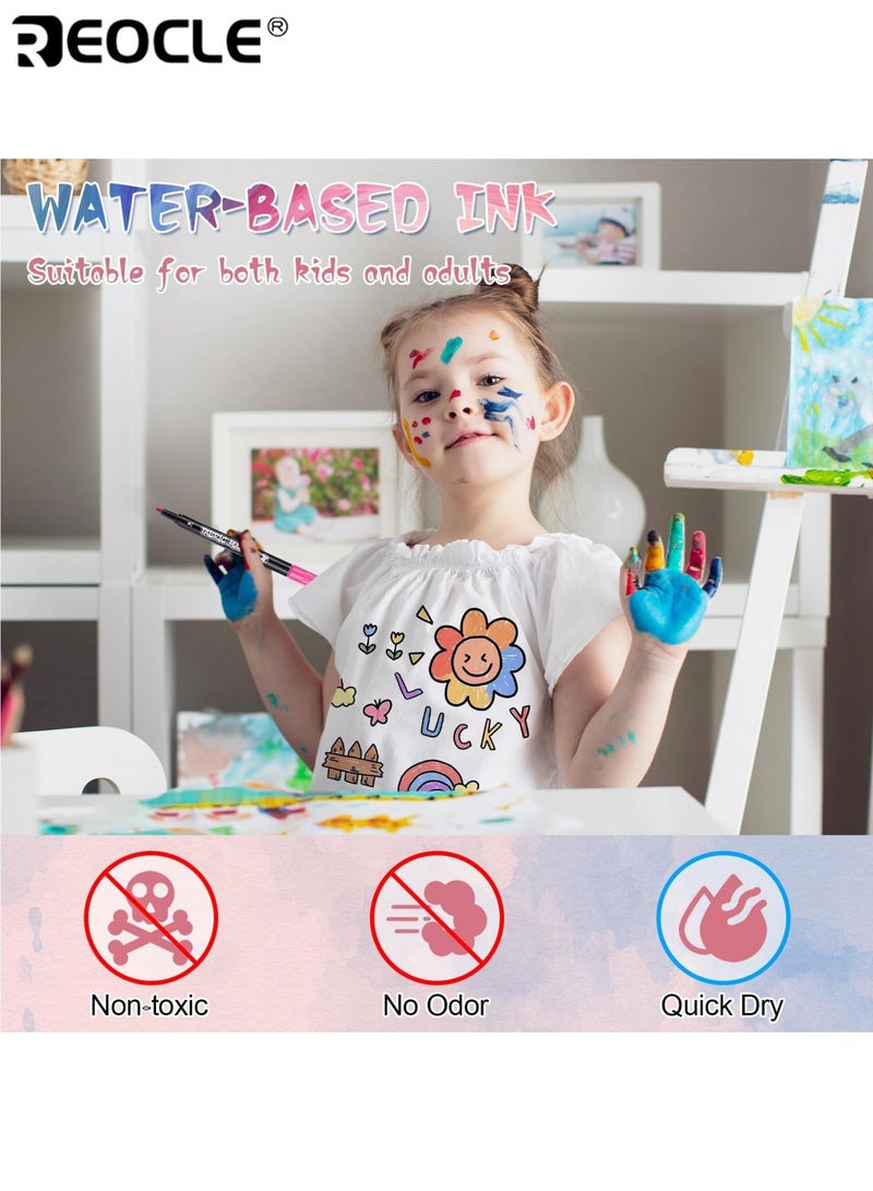 REOCLE 12 Colors Fabric Markers Pens Set Washable Non-Toxic Fabric Paint Pens Fine Point Permanent Marker for Clothes Craft Paint Pens Art Markers for Kids Adults and Craft Enthusiasts - Image 2