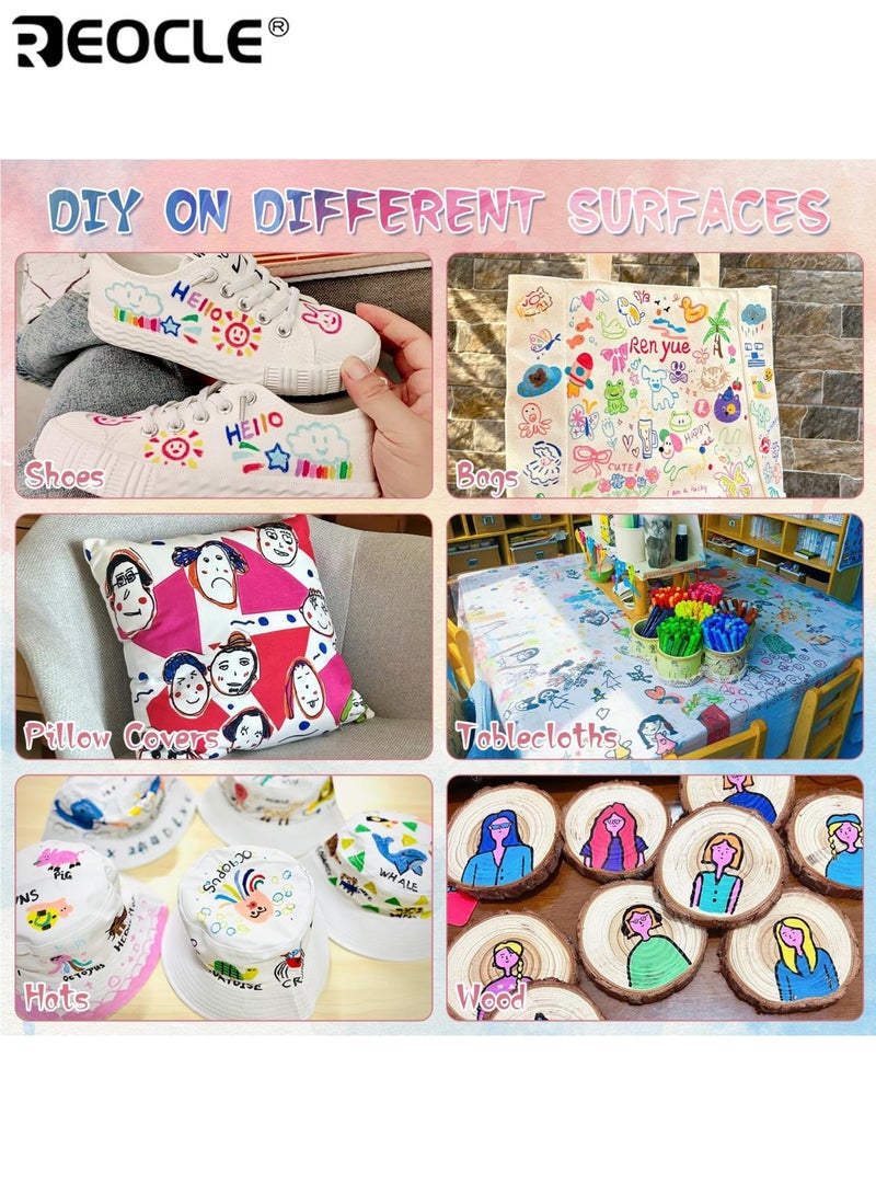 REOCLE 12 Colors Fabric Markers Pens Set Washable Non-Toxic Fabric Paint Pens Fine Point Permanent Marker for Clothes Craft Paint Pens Art Markers for Kids Adults and Craft Enthusiasts - Image 4