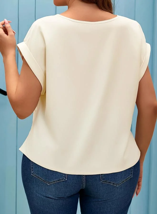 تايك تو Plus Size Twist Front V Neck T-Shirt