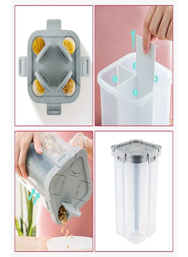 HAPPI Multipurpose Plastic 4 In 1 Masala Box for Kitchen, Spice Boxes for Kitchen, Transparent 4 Section Storage Containers Airtight Lock Grocery,Cereal,Dry Fruits Dabba 2500 Ml (Black) - Image 5