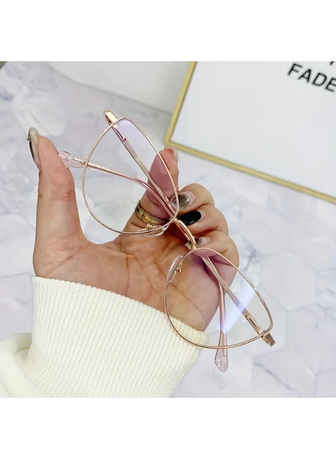 SCENT HOUSE 1 Pair of Women's Cat-Eye Frame Fashionable Trendy Flat Glasses for Daily Wear (Includes eyeglass case)
,blue lighe blocking glasses,eyeglasses - Image 2
