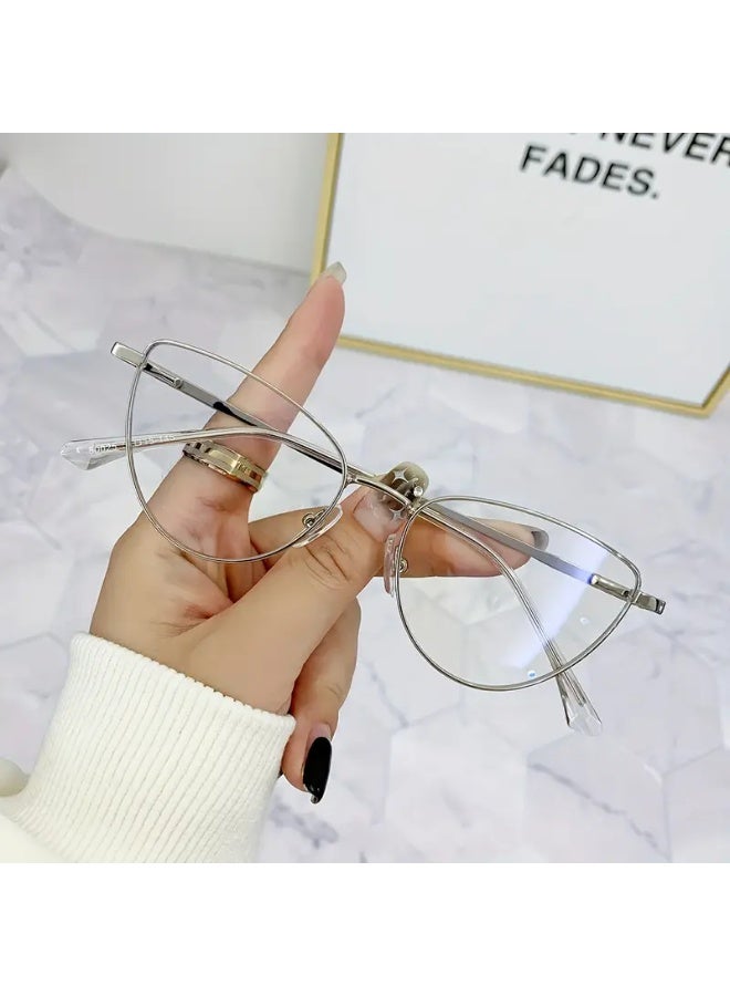 SCENT HOUSE 1 Pair of Women's Cat-Eye Frame Fashionable Trendy Flat Glasses for Daily Wear (Includes eyeglass case)
,blue lighe blocking glasses,eyeglasses - Image 5