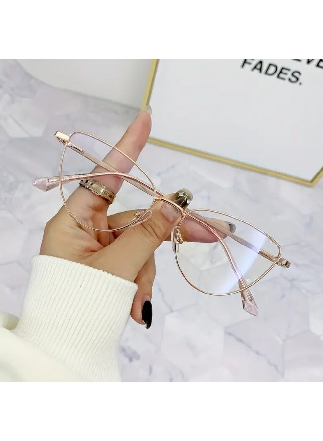 SCENT HOUSE 1 Pair of Women's Cat-Eye Frame Fashionable Trendy Flat Glasses for Daily Wear (Includes eyeglass case)
,blue lighe blocking glasses,eyeglasses - Image 4