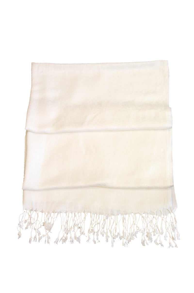 Sakkas Two Tone Vintage Jacquard Paisley Pashmina Shawl Wrap Scarf Stole - Ivory - Image 1