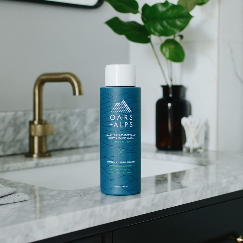 Oars + Alps Men's Sulfate Free Hair Shampoo, Conditioner, and Body Wash Kit, Moisturizing Skin Care Infused with Witch Hazel and Tea Tree Oil, Alpine Tea Tree Scent - Image 2