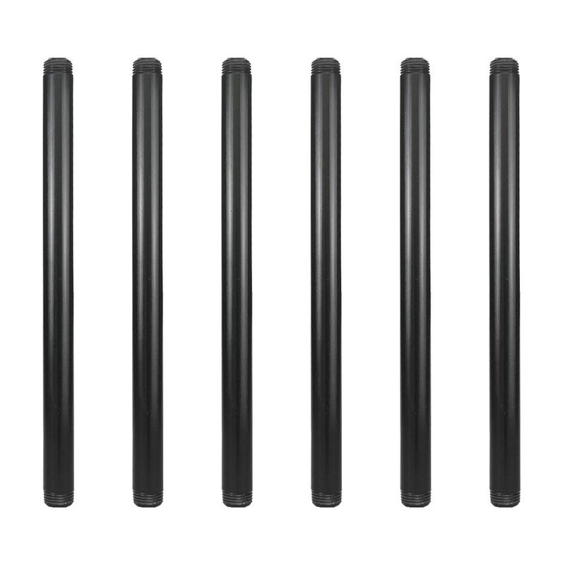 GeilSpace 6 Pack 1/2" Ã— 12" Pre-Cut Black Metal Pipe, Industrial Steel Fits Standard Half Inch Black Threaded Pipes and Fittings - Vintage DIY Industrial Shelving (1/2" Ã— 12")