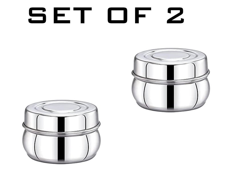 Expresso Stainless Steel Small/Mini Box Dabba/Container/Storage Box, Set of 2 (100 ml), Silver - Image 2