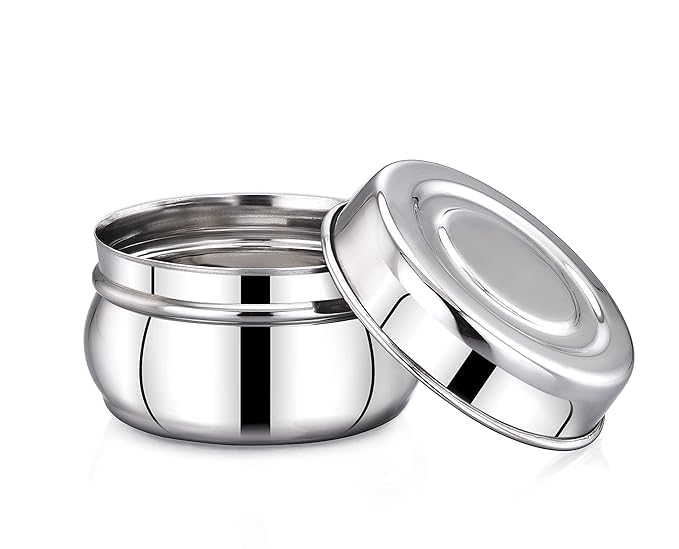 Expresso Stainless Steel Small/Mini Box Dabba/Container/Storage Box, Set of 2 (100 ml), Silver - Image 4