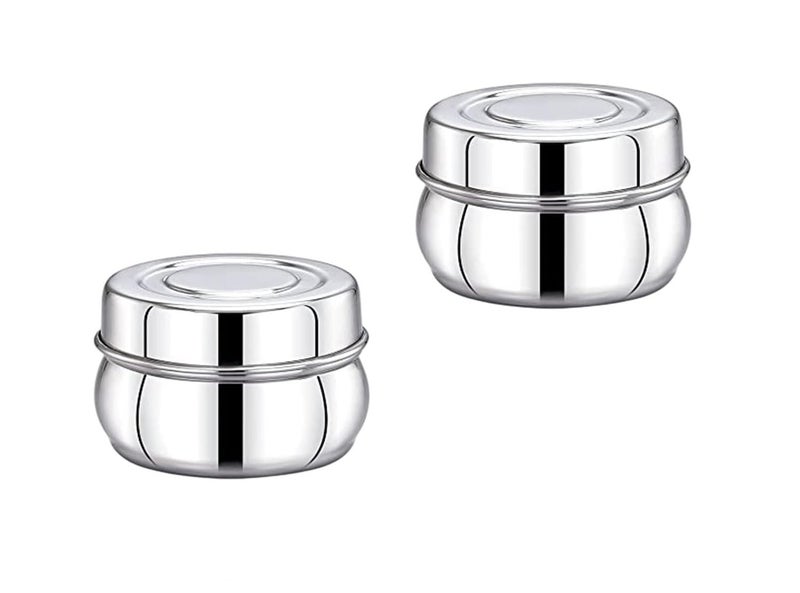 Expresso Stainless Steel Small/Mini Box Dabba/Container/Storage Box, Set of 2 (100 ml), Silver - Image 1