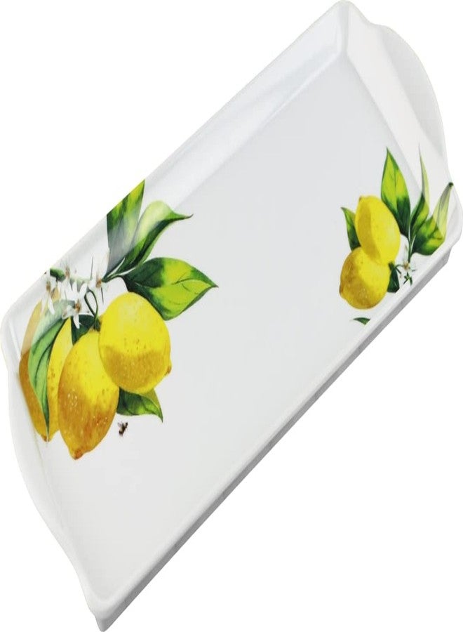 Reston Lloyd Melamine Plastic Tidbit Tray, BPA-Free, Food Safe, Multipurpose Platter Serving Tray, Bathroom/Table Organizer, Lemons and Bees - Image 1