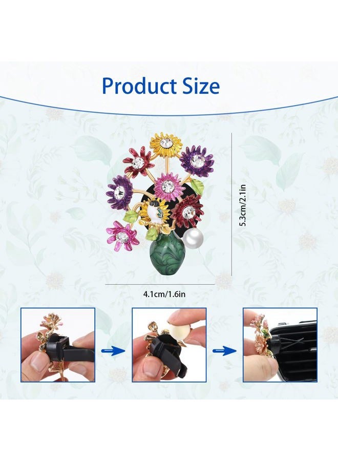 ORIESSE Flower Car Decor,Cute Dasiy Bird Vase Car Air Freshener Vent Clips,Alloy Colorful DashBoard Vent Decorations Aesthetics for Women,Refillable Aroma Diffuser - Image 4