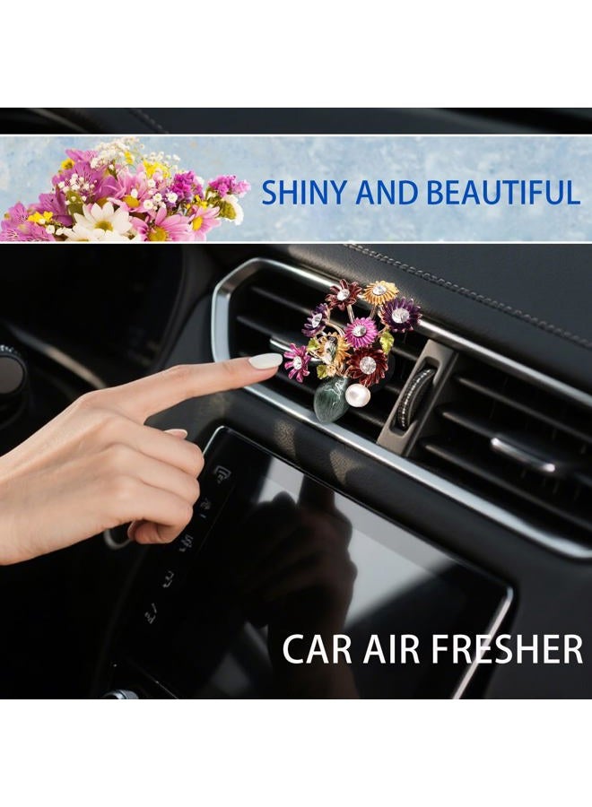 ORIESSE Flower Car Decor,Cute Dasiy Bird Vase Car Air Freshener Vent Clips,Alloy Colorful DashBoard Vent Decorations Aesthetics for Women,Refillable Aroma Diffuser - Image 3