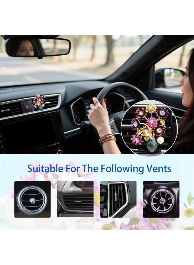 ORIESSE Flower Car Decor,Cute Dasiy Bird Vase Car Air Freshener Vent Clips,Alloy Colorful DashBoard Vent Decorations Aesthetics for Women,Refillable Aroma Diffuser - Image 5