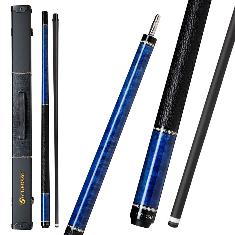 CUEDESG Carbon Fiber Pool Cue Stick 105mm118mm125mmLow Deflection Pool Stick with Rare Wood ButtProfessional Cue Stick with Box CaseBird Eye_Blue_125mm - Image 2
