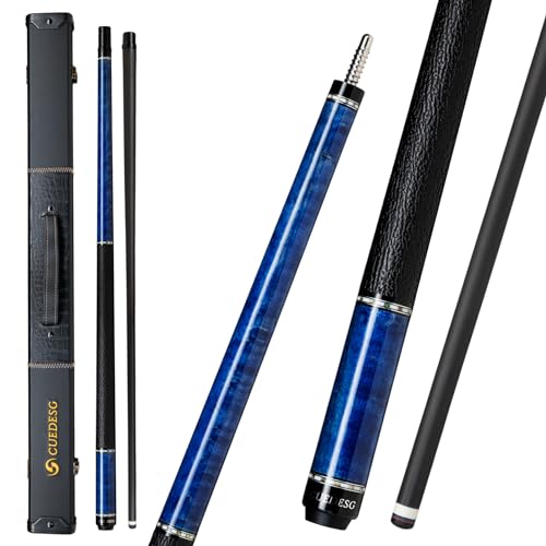 CUEDESG Carbon Fiber Pool Cue Stick 105mm118mm125mmLow Deflection Pool Stick with Rare Wood ButtProfessional Cue Stick with Box CaseBird Eye_Blue_125mm - Image 1