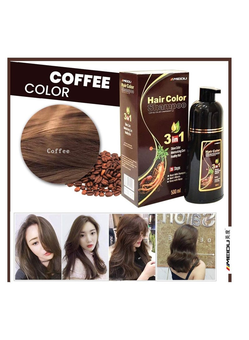 Meidu 3 In One Permanent Dark Brown Hair Dye Shampoo 500ml - Image 3