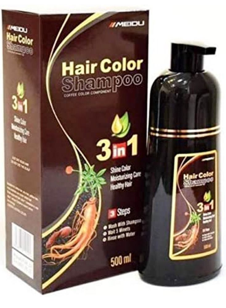 Meidu 3 In One Permanent Dark Brown Hair Dye Shampoo 500ml - Image 2