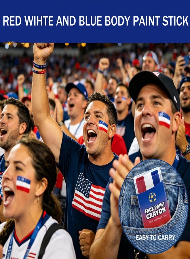 MinFei Red White and Blue Eye Black, Face Paint Stick, Patriotic France Netherlands Flag Face Body Paint for Soccer, Baseball, Softball and Football Fans, World Cup 2026, 4th of July Accessories - Image 5