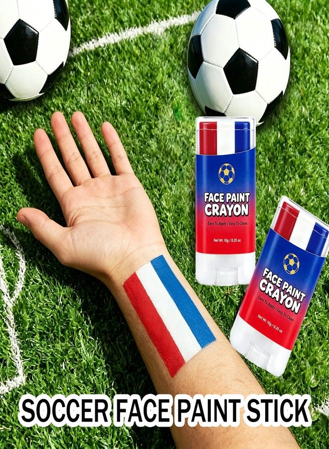 MinFei Red White and Blue Eye Black, Face Paint Stick, Patriotic France Netherlands Flag Face Body Paint for Soccer, Baseball, Softball and Football Fans, World Cup 2026, 4th of July Accessories - Image 2