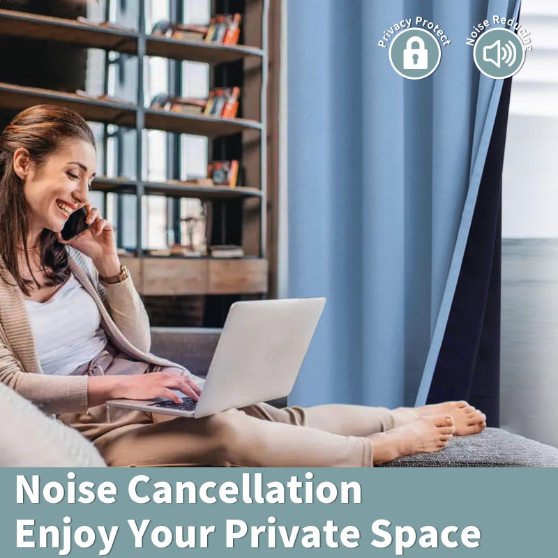 BGment بئسة معزولة حرارية بنسبة 100 ٪ الستائر اللفاتية لغرفة النوم مع بطانة سوداء طبقة مزدوجة غرفة كاملة غلق الضوضاء الستار جروميت (52 × 63 بوصة الدنيم الأزرق 2 لوحات) - Image 5