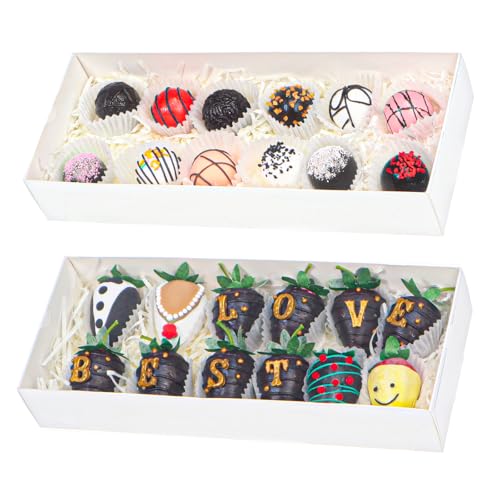 TEMLQPACK 20Pack 12x 4.8 x 2Inches Clear Chocolate Covered Strawberries Boxes for 12 Cookies Boxes Charcuterie Boxes Bakery Boxes Cakesickle Gift Boxes for Christmas Valentine's Mother's Day - Image 1