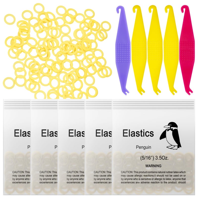 500 Pcs Orthodontic Elastic Rubber Bands 35 Ounces Heavy Dental Rubber Traction Bands Free Elastic Placer for Braces 516Penguin