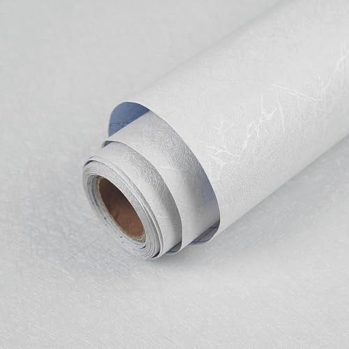AAMATY 45×300 Cm, Silk White Wallpaper for Walls Waterproof Vinyl Film Self Adhesive Peel & Stick 3D Embossed Hexagon Design Kitchen, Cabinet, Furniture PVC Lamination Roll. - Image 1