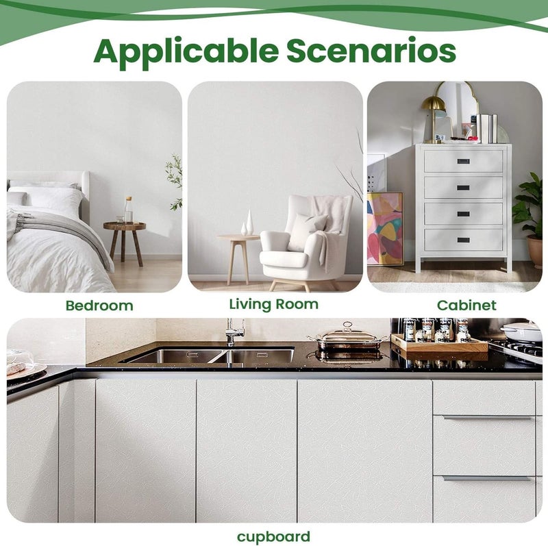 AAMATY 45×300 Cm, Silk White Wallpaper for Walls Waterproof Vinyl Film Self Adhesive Peel & Stick 3D Embossed Hexagon Design Kitchen, Cabinet, Furniture PVC Lamination Roll. - Image 3