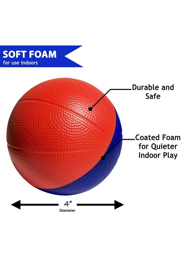 Botabee 4" Mini Foam Basketball for Indoor Mini Hoop Basketball Games, 2 Pack | Mini Indoor Basketball Hoop Games & Kids Mini Hoops (Blue/Red) - Image 2