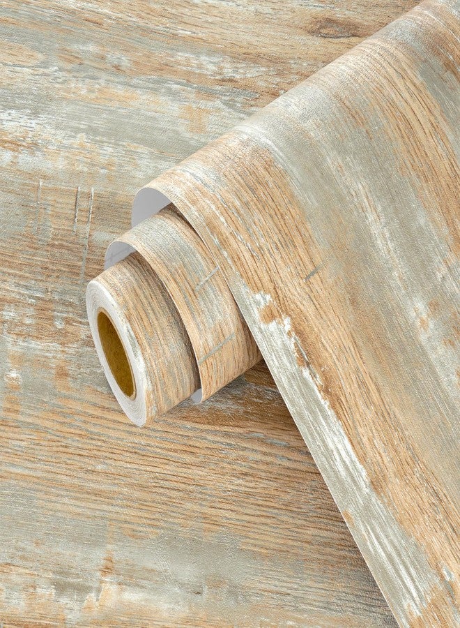 Wallercity Brown/Yellow Wood Contact Paper for Countertops Light Wood Peel and Stick Wallpaper for Cabinets and Drawers Kitchen Vintage Self Adhesive Removable Wallpapers for Table Top 15.8''x78.7'' - Image 1