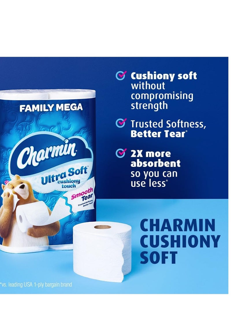 Charmin ورق تواليت تشارمين فائق النعومة بلمسة ناعمة، 24 لفة عائلية كبيرة = 123 لفة عادية  - Image 3