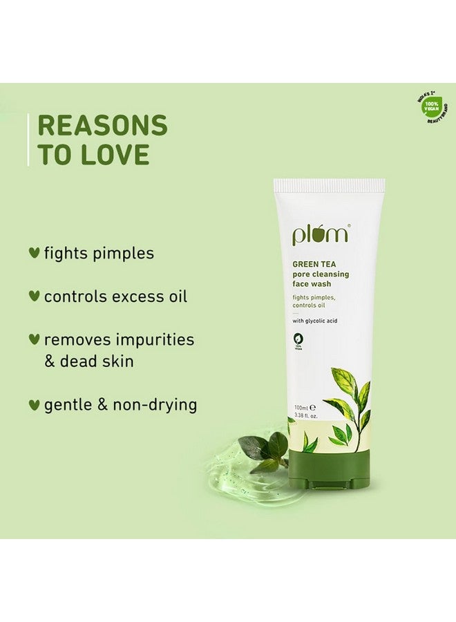 بلوم غسول الوجه لتنظيف المسام بالشاي الأخضر للبشرة الدهنية المعرضة لحب الشباب مع حمض الجليكوليك، يتحكم في الزيت الزائد، يزيل خلايا الجلد الميتة، لطيف وغير جاف للنساء والرجال، نباتي 100%، 100 مل - Image 3