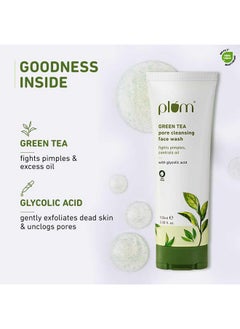 Plum Green Tea Pore Cleansing Face Wash For Oily Acneprone Skin With Glycolic Acid Controls Excess Oil Removes Dead Skin Cells Gentle & Nondrying Women & Men 100% Vegan 100 Ml  - Image 2