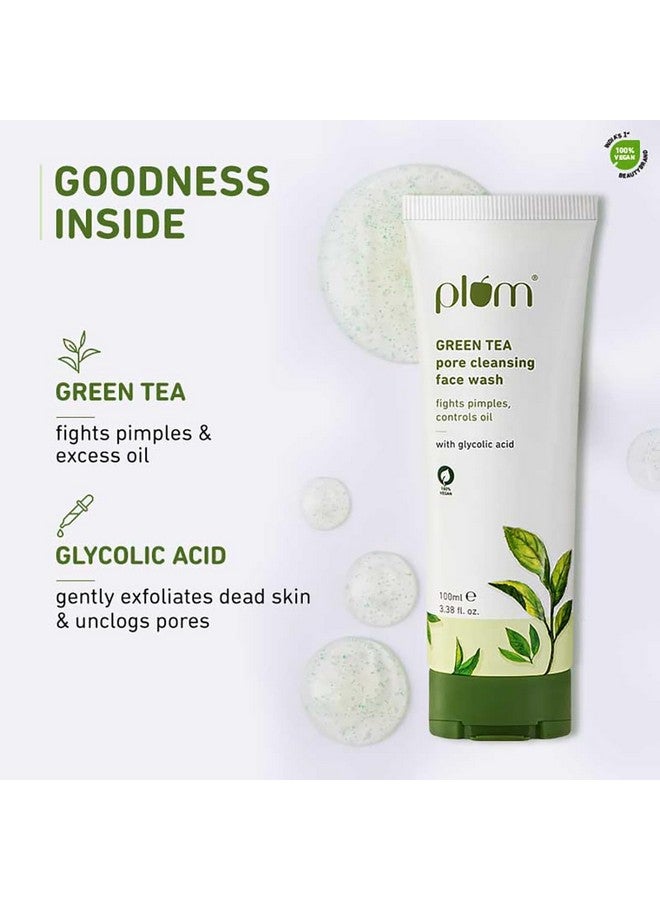 بلوم غسول الوجه لتنظيف المسام بالشاي الأخضر للبشرة الدهنية المعرضة لحب الشباب مع حمض الجليكوليك، يتحكم في الزيت الزائد، يزيل خلايا الجلد الميتة، لطيف وغير جاف للنساء والرجال، نباتي 100%، 100 مل - Image 2