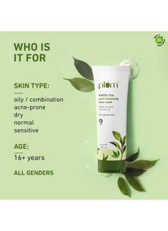 Plum Green Tea Pore Cleansing Face Wash For Oily Acneprone Skin With Glycolic Acid Controls Excess Oil Removes Dead Skin Cells Gentle & Nondrying Women & Men 100% Vegan 100 Ml  - Image 4