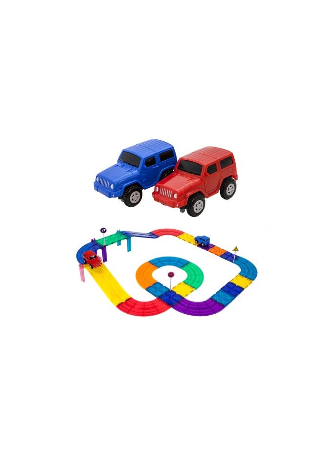 PicassoTiles Magnetic Race Track 30-Pieces, Building Blocks, Educational Toy Set, Construction Building Kit For Child Brain Development  - Image 2