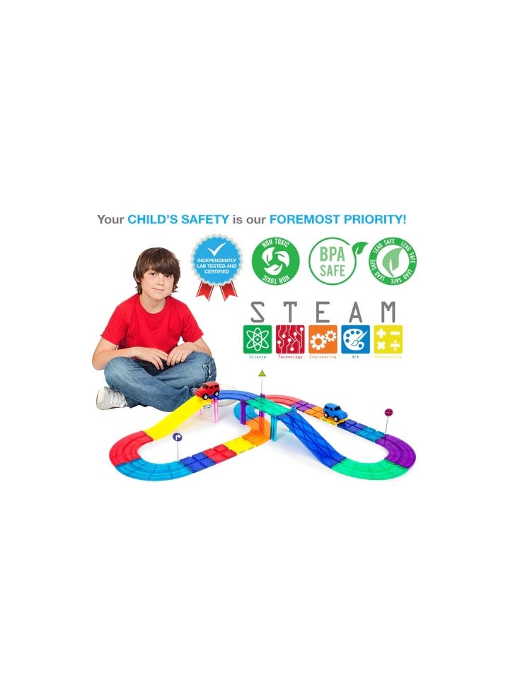 PicassoTiles Magnetic Race Track 30-Pieces, Building Blocks, Educational Toy Set, Construction Building Kit For Child Brain Development  - Image 5
