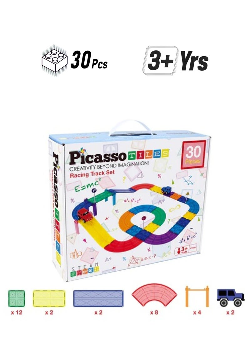 PicassoTiles Magnetic Race Track 30-Pieces, Building Blocks, Educational Toy Set, Construction Building Kit For Child Brain Development  - Image 1